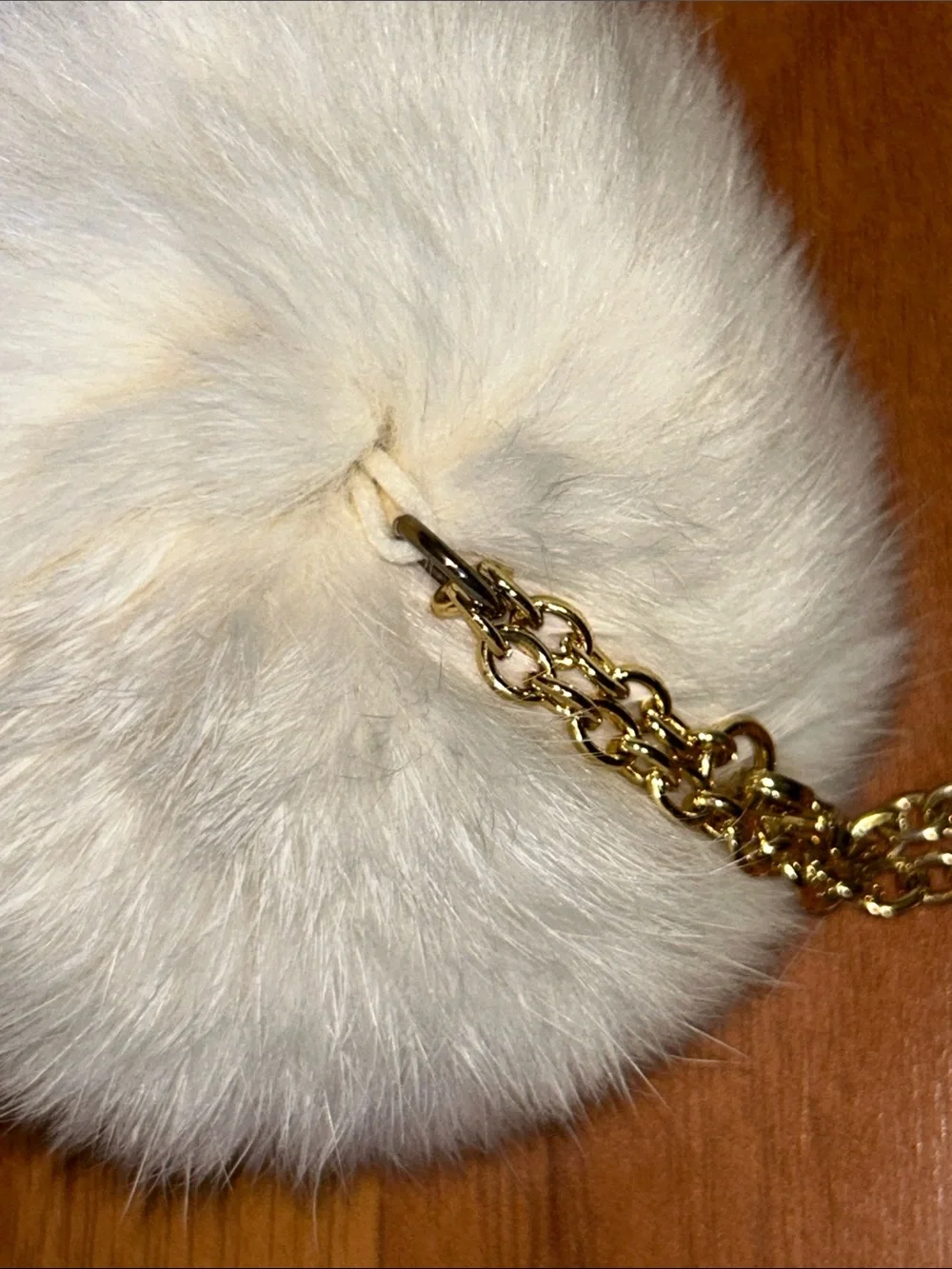 NWOT Samantha Thavasa Faux Fur Puff Keychain with Charm